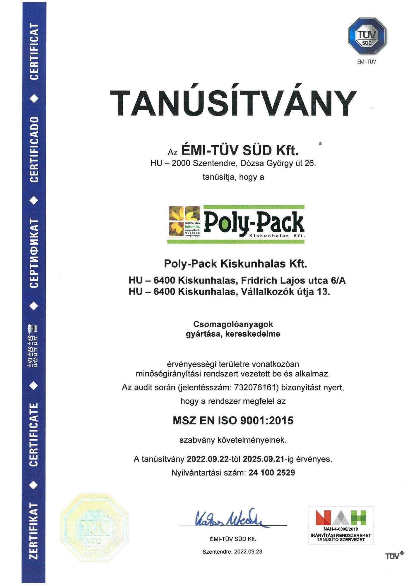 MSZ EN ISO 9001:2015